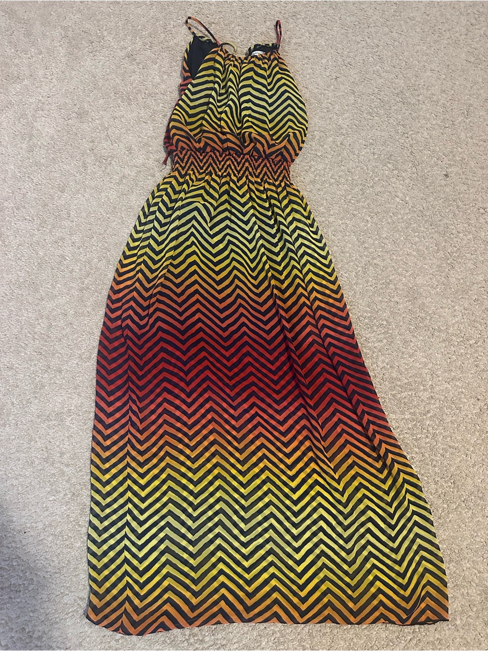 Sweet Storm Chevron Ombre Maxi Dress in Yellow and Red